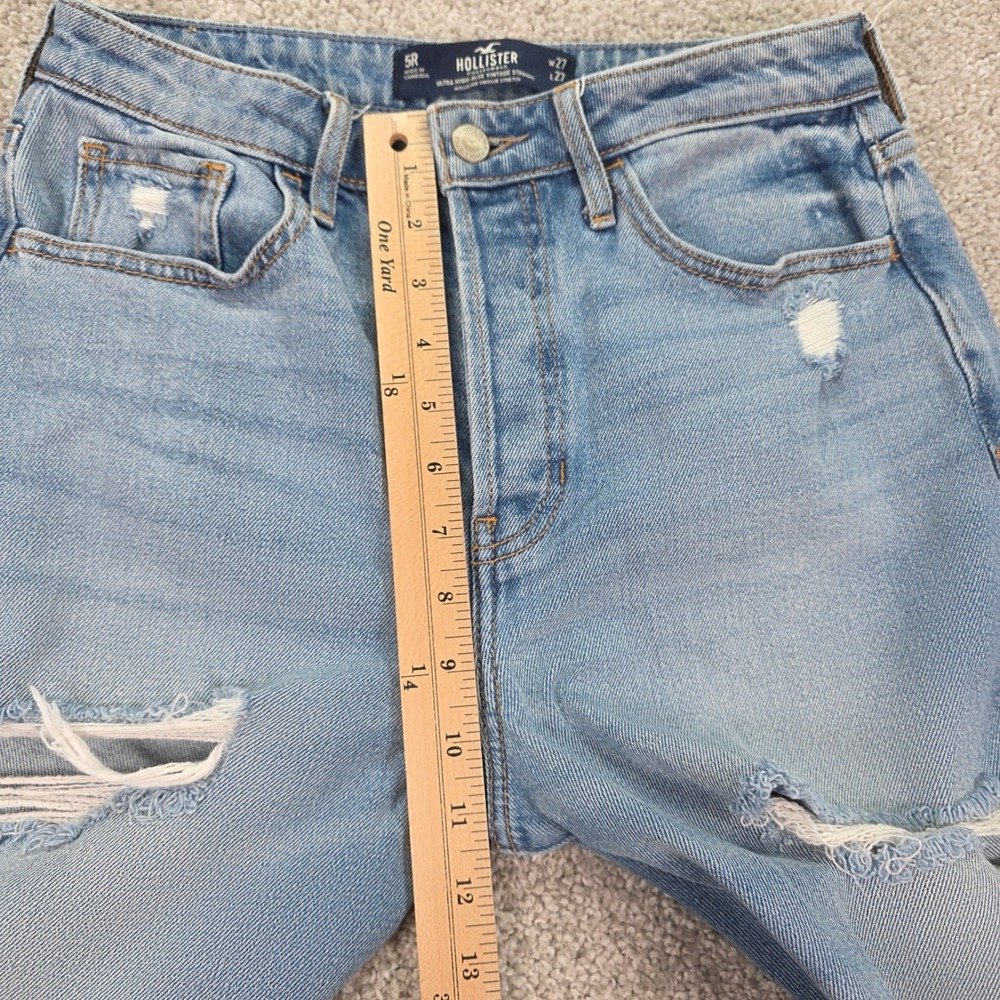 Hollister Ultra High-Rise Vintage Straight Distressed Jeans Blue 5R W27 L27 - Picture 5 of 7
